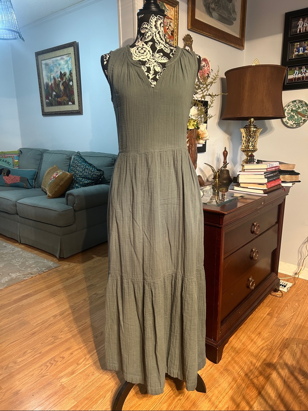 Pact Coastal Cotton Gauze Dress Size Small